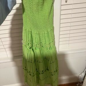 Boutique Green Lace Midi Dress